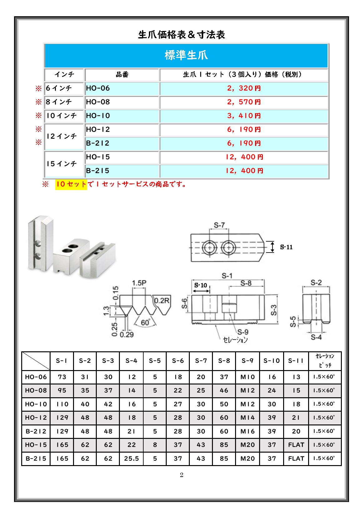 HO-08 【10セット購入で1セットサービス】北川用 通常生爪 8インチ